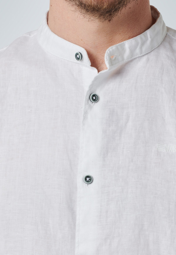 ΛΙΝΟ ΜΑΚΡΥΜΑΝΙΚΟ ΠΟΥΚΑΜΙΣΟ GRANDDAD COLLAR