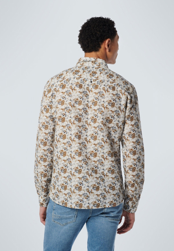 ΜΑΚΡΥΜΑΝΙΚΟ ΠΟΥΚΑΜΙΣΟ ALL OVER PRINTED FLORAL ΑΠΟ ΛΙΝΟ ΚΑΙ ΒΑΜΒΑΚΙ