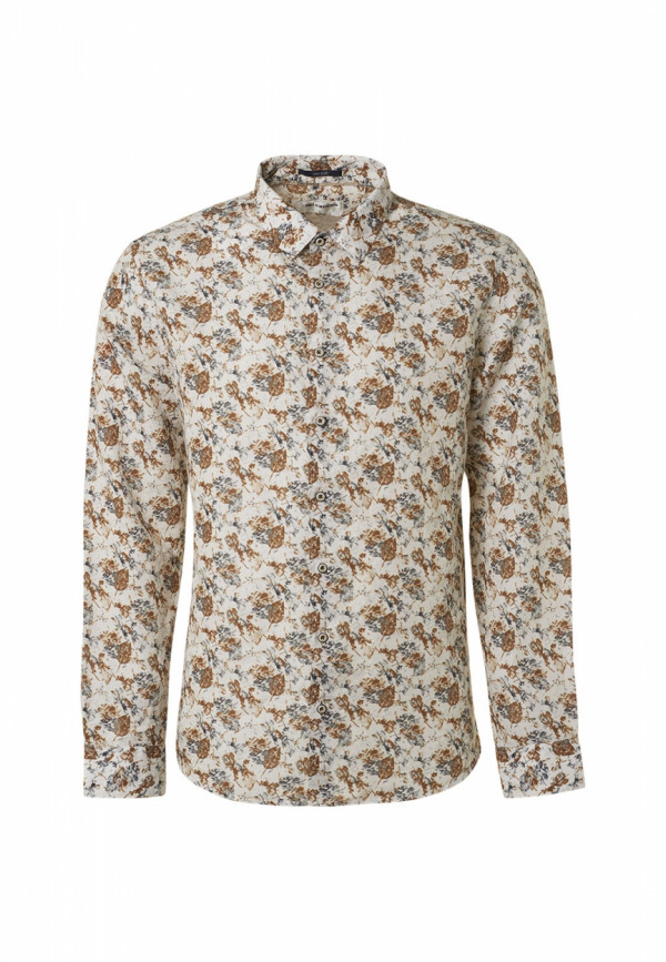 ΜΑΚΡΥΜΑΝΙΚΟ ΠΟΥΚΑΜΙΣΟ ALL OVER PRINTED FLORAL ΑΠΟ ΛΙΝΟ ΚΑΙ ΒΑΜΒΑΚΙ