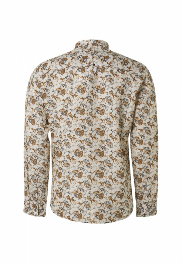 ΜΑΚΡΥΜΑΝΙΚΟ ΠΟΥΚΑΜΙΣΟ ALL OVER PRINTED FLORAL ΑΠΟ ΛΙΝΟ ΚΑΙ ΒΑΜΒΑΚΙ