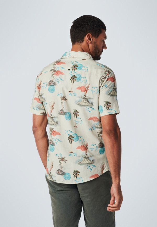 KONTOMANIKO ΠΟΥΚΑΜΙΣΟ ALL OVER PRINTED HAWAII RESORT COLLAR RESPONSIBLE CHOICE COTTON