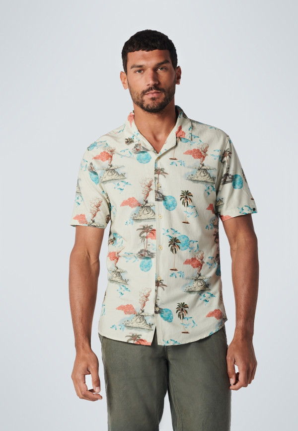 KONTOMANIKO ΠΟΥΚΑΜΙΣΟ ALL OVER PRINTED HAWAII RESORT COLLAR RESPONSIBLE CHOICE COTTON