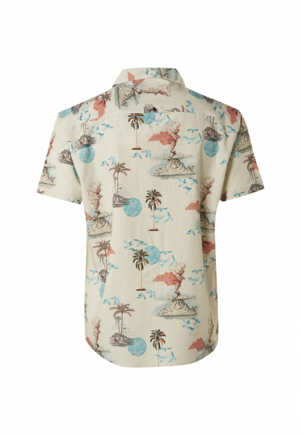 KONTOMANIKO ΠΟΥΚΑΜΙΣΟ ALL OVER PRINTED HAWAII RESORT COLLAR RESPONSIBLE CHOICE COTTON