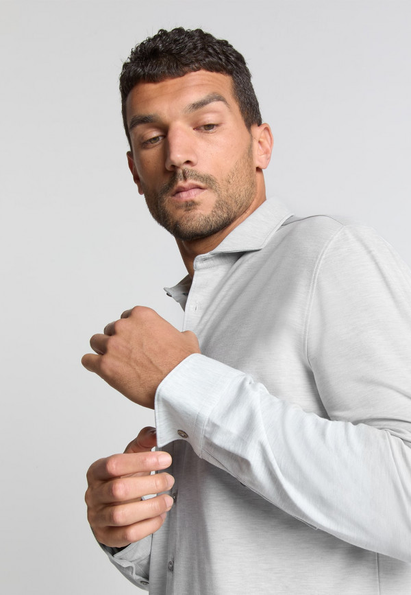 ΜΑΚΡΥΜΑΝΙΚΟ JERSEY MELANGE STRETCH ΠΟΥΚΑΜΙΣΟ