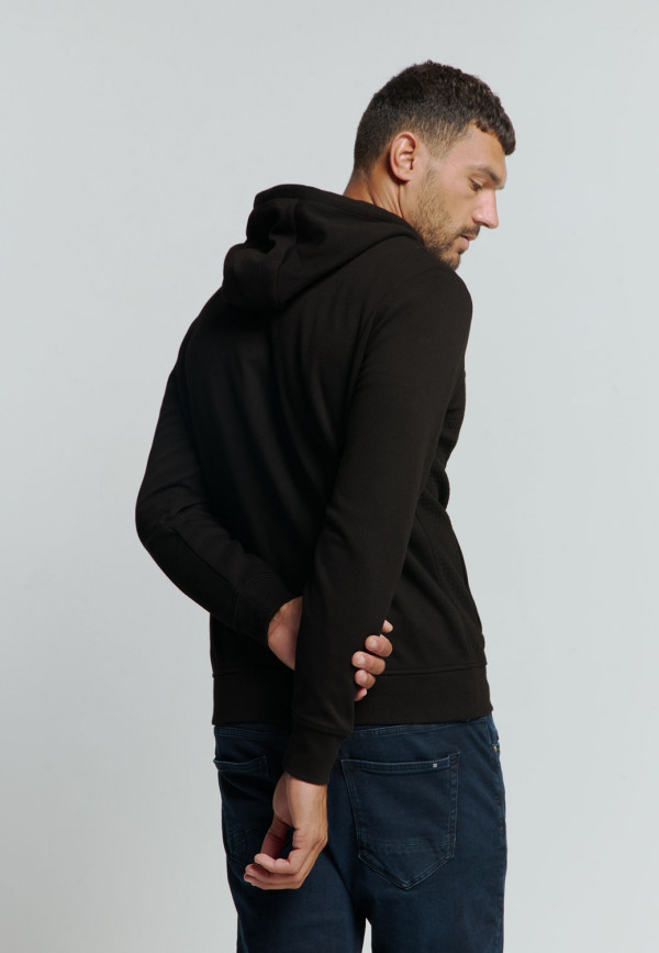 ΦΟΥΤΕΡ ΖΑΚΕΤΑ HOODED DOUBLE LAYER JACQUARD STRETCH BLACK