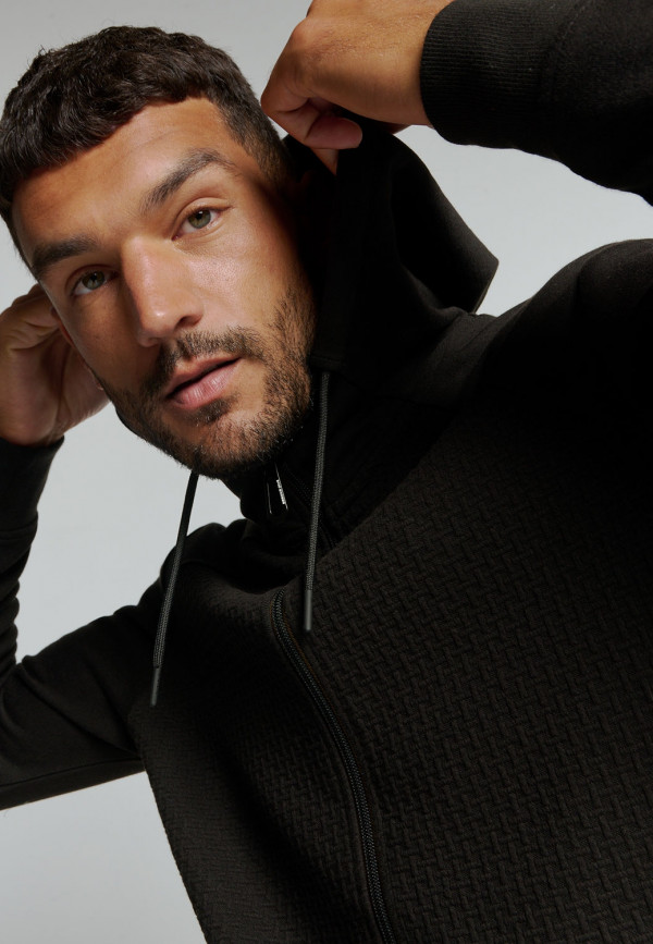 ΦΟΥΤΕΡ ΖΑΚΕΤΑ HOODED DOUBLE LAYER JACQUARD STRETCH BLACK