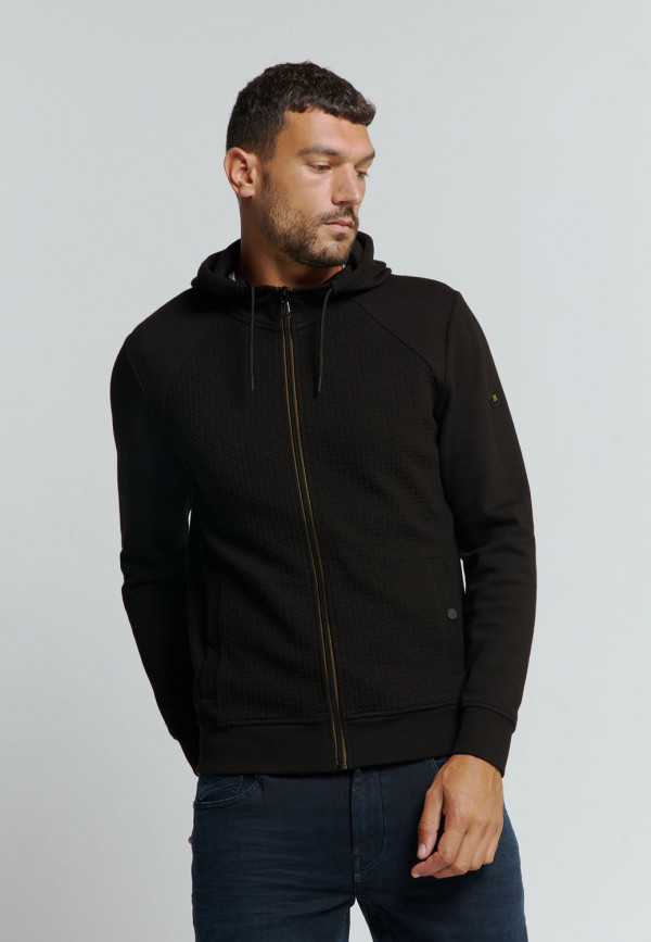 ΦΟΥΤΕΡ ΖΑΚΕΤΑ HOODED DOUBLE LAYER JACQUARD STRETCH BLACK