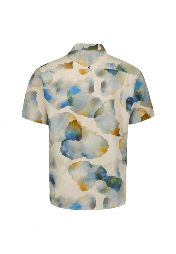 ΚΟΝΤΟΜΑΝΙΚΟ ΠΟΥΚΑΜΙΣΟ REVERS COLLAR ALL OVER PRINTED ΑΠΟ ΛΙΝΟ ΚΑΙ ΒΑΜΒΑΚΙ