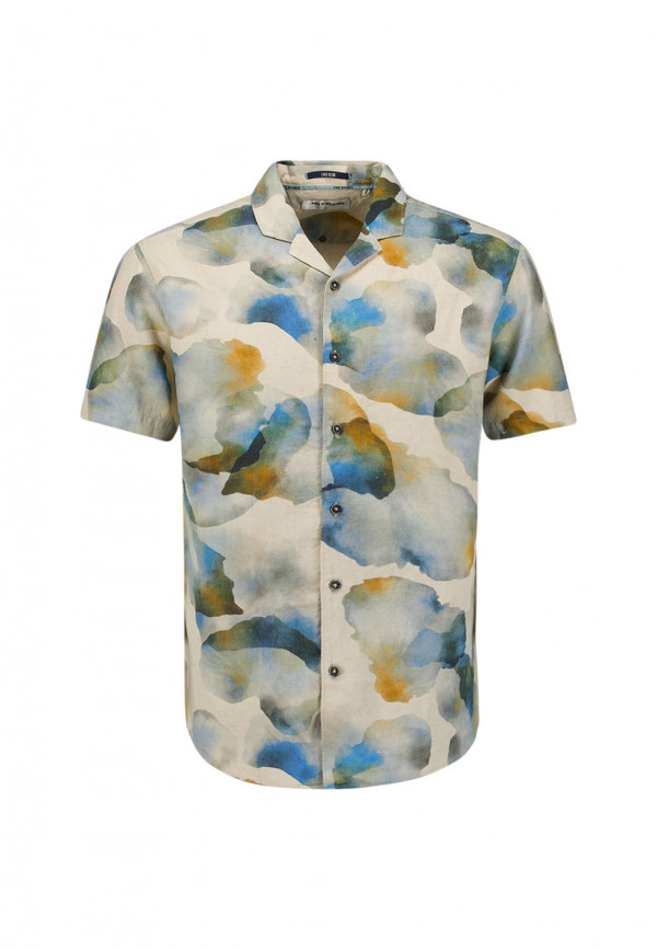 ΚΟΝΤΟΜΑΝΙΚΟ ΠΟΥΚΑΜΙΣΟ REVERS COLLAR ALL OVER PRINTED ΑΠΟ ΛΙΝΟ ΚΑΙ ΒΑΜΒΑΚΙ
