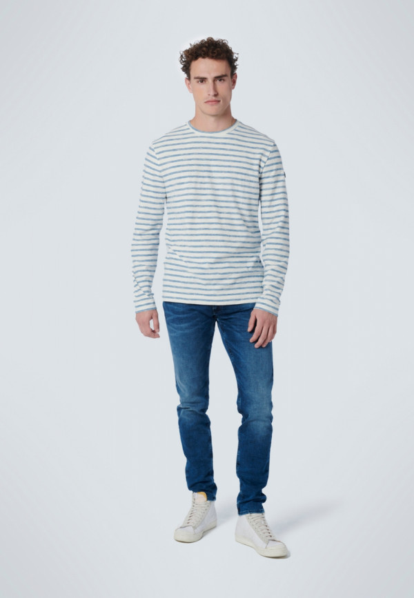 ΜΑΚΡΥΜΑΝΙΚΟ T-SHIRT ΜΕ ΡΙΓΕΣ GARMENT WASHED RESPONSIBLE CHOICE