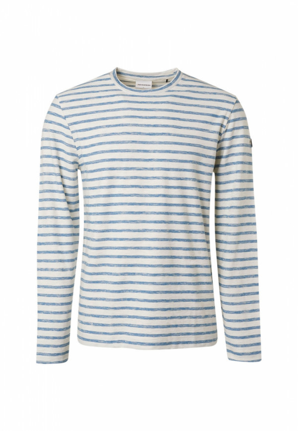 ΜΑΚΡΥΜΑΝΙΚΟ T-SHIRT ΜΕ ΡΙΓΕΣ GARMENT WASHED RESPONSIBLE CHOICE