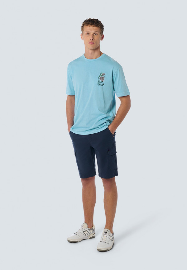 T-SHIRT CREWNECK PLACED PRINTS GARMENT DYED SLUB