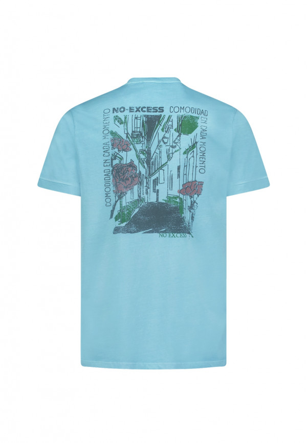 T-SHIRT CREWNECK PLACED PRINTS GARMENT DYED SLUB