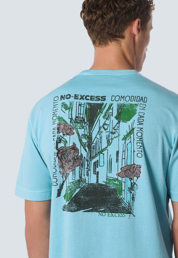 T-SHIRT CREWNECK PLACED PRINTS GARMENT DYED SLUB