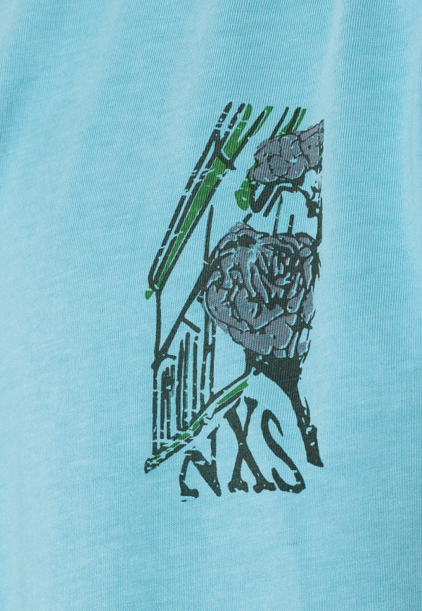 T-SHIRT CREWNECK PLACED PRINTS GARMENT DYED SLUB
