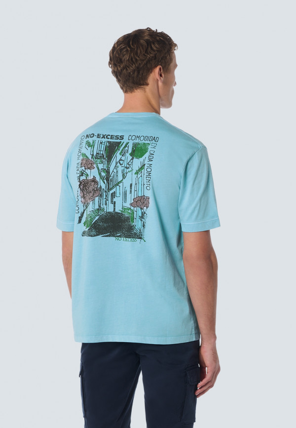 T-SHIRT CREWNECK PLACED PRINTS GARMENT DYED SLUB