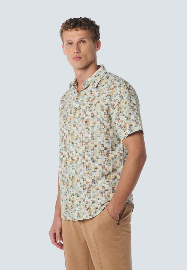 ΚΟΝΤΟΜΑΝΙΚΟ ΠΟΥΚΑΜΙΣΟ ALL OVER PRINTED NOMAD QUILT PATTERN ΑΠΟ ΛΙΝΟ ΚΑΙ ΒΑΜΒΑΚΙ