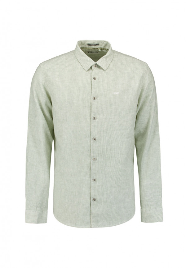 ΜΑΚΡΥΜΑΝΙΚΟ ΠΟΥΚΑΜΙΣΟ VERTICAL SMALL STRIPES LINEN BLEND