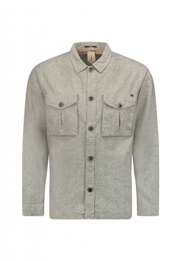 OVERSHIRT BUTTON MELANGE AΠΟ ΛΙΝΟ ΚΑΙ ΒΑΜΒΑΚΙ