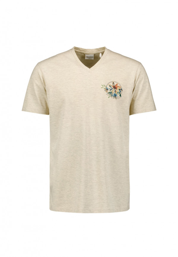 T-SHIRT V-NECK MELANGE GARMENT DYED BEACH TARIFA
