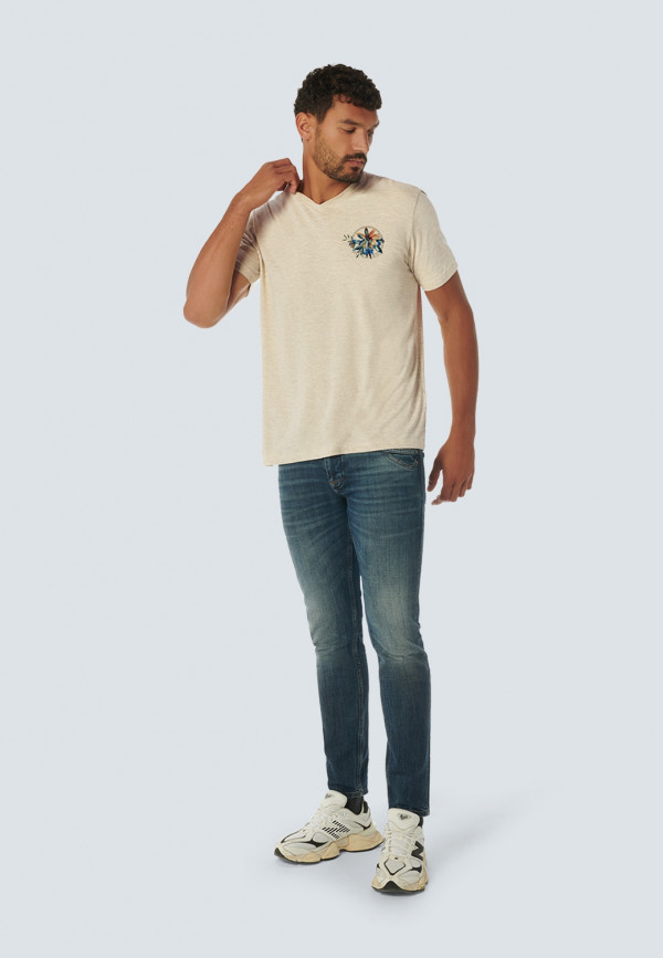 T-SHIRT V-NECK MELANGE GARMENT DYED BEACH TARIFA