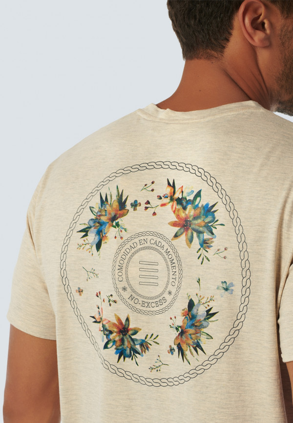 T-SHIRT V-NECK MELANGE GARMENT DYED BEACH TARIFA