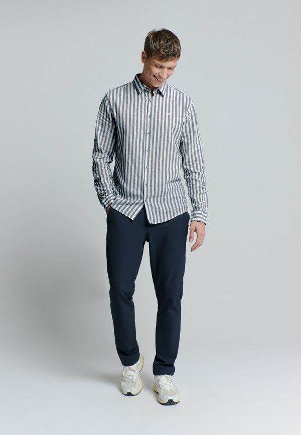 ΜΑΚΡΥΜΑΝΙΚΟ ΠΟΥΚΑΜΙΣΟ VERTICAL BIG STRIPES LINEN BLEND
