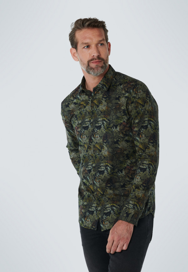 ΜΑΚΡΥΜΑΝΙΚΟ ΠΟΥΚΑΜΙΣΟ STRETCH ALL OVER PRINTED natural shades