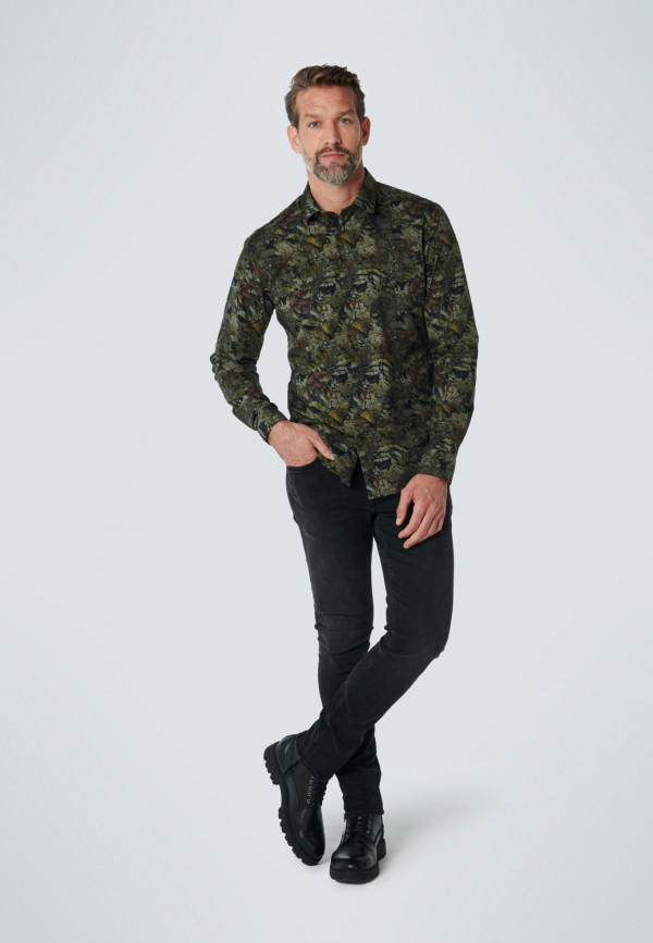 ΜΑΚΡΥΜΑΝΙΚΟ ΠΟΥΚΑΜΙΣΟ STRETCH ALL OVER PRINTED natural shades