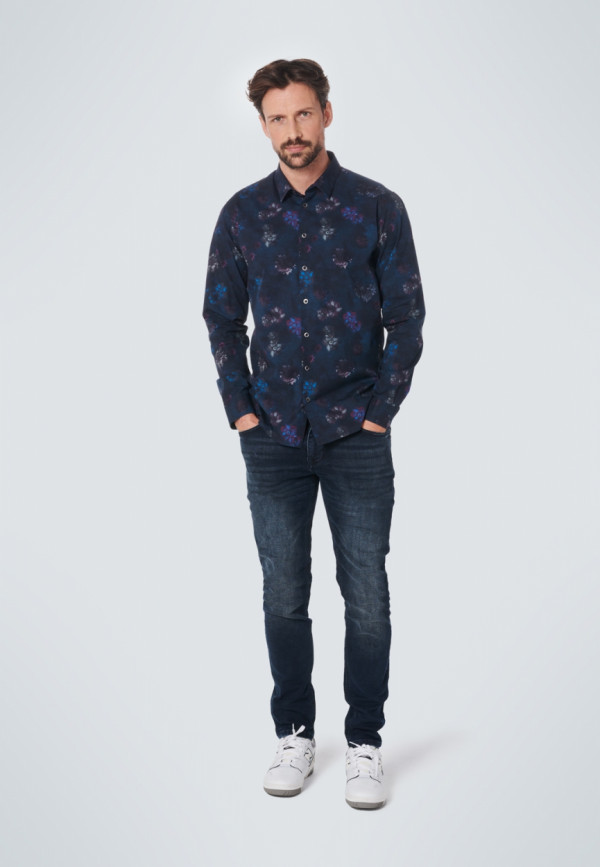 ΜΑΚΡΥΜΑΝΙΚΟ ΠΟΥΚΑΜΙΣΟ STRETCH ALL OVER PRINTED FLORAL RESPONSIBLE CHOICE