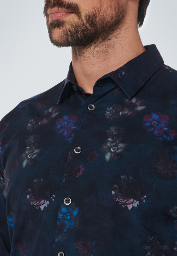 ΜΑΚΡΥΜΑΝΙΚΟ ΠΟΥΚΑΜΙΣΟ STRETCH ALL OVER PRINTED FLORAL RESPONSIBLE CHOICE