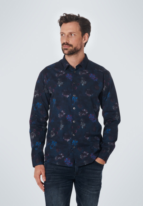 ΜΑΚΡΥΜΑΝΙΚΟ ΠΟΥΚΑΜΙΣΟ STRETCH ALL OVER PRINTED FLORAL RESPONSIBLE CHOICE