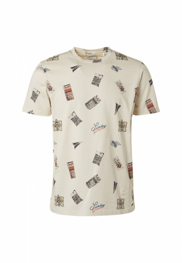 T-SHIRT ALL OVER PRINTED RETRO BASEBALL GARMENT DYED