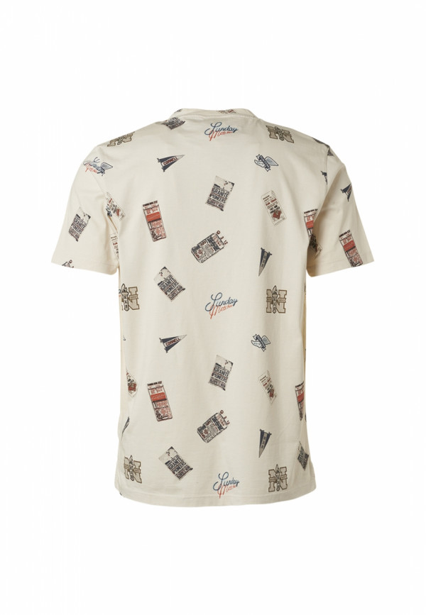 T-SHIRT ALL OVER PRINTED RETRO BASEBALL GARMENT DYED