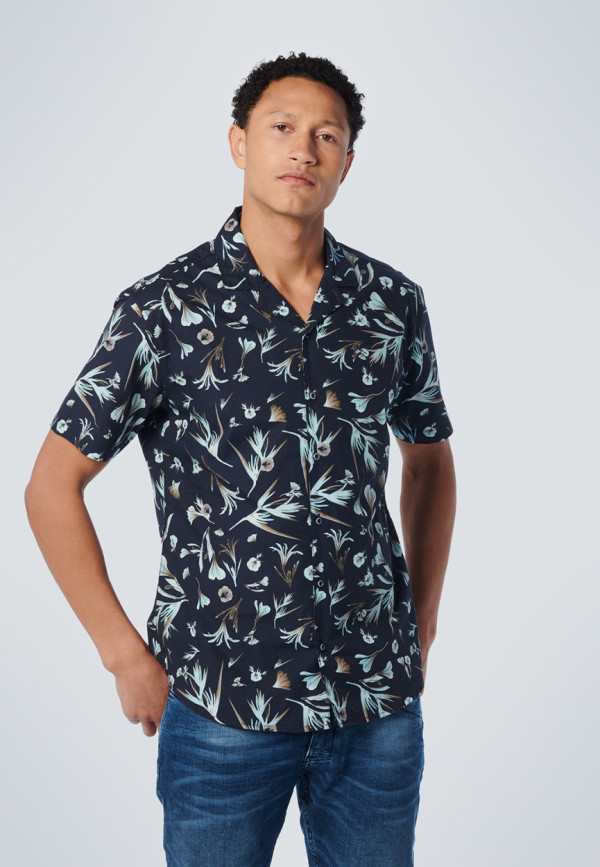 KONTOMANIKO ΠΟΥΚΑΜΙΣΟ ALL OVER PRINTED FLORAL RESORT COLLAR RESPONSIBLE CHOICE COTTON