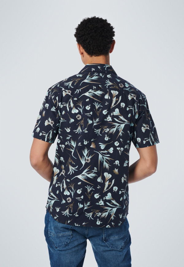 KONTOMANIKO ΠΟΥΚΑΜΙΣΟ ALL OVER PRINTED FLORAL RESORT COLLAR RESPONSIBLE CHOICE COTTON