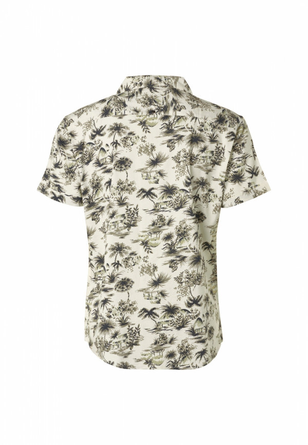 KONTOMANIKO ΠΟΥΚΑΜΙΣΟ ALL OVER PRINTED PALMS RESORT COLLAR RESPONSIBLE CHOICE