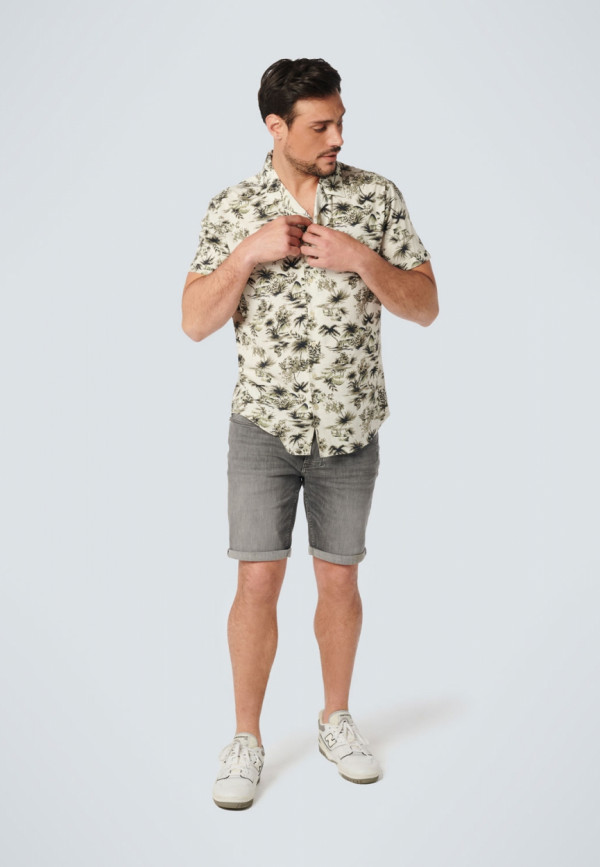KONTOMANIKO ΠΟΥΚΑΜΙΣΟ ALL OVER PRINTED PALMS RESORT COLLAR RESPONSIBLE CHOICE