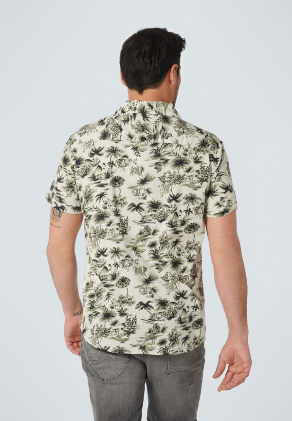KONTOMANIKO ΠΟΥΚΑΜΙΣΟ ALL OVER PRINTED PALMS RESORT COLLAR RESPONSIBLE CHOICE
