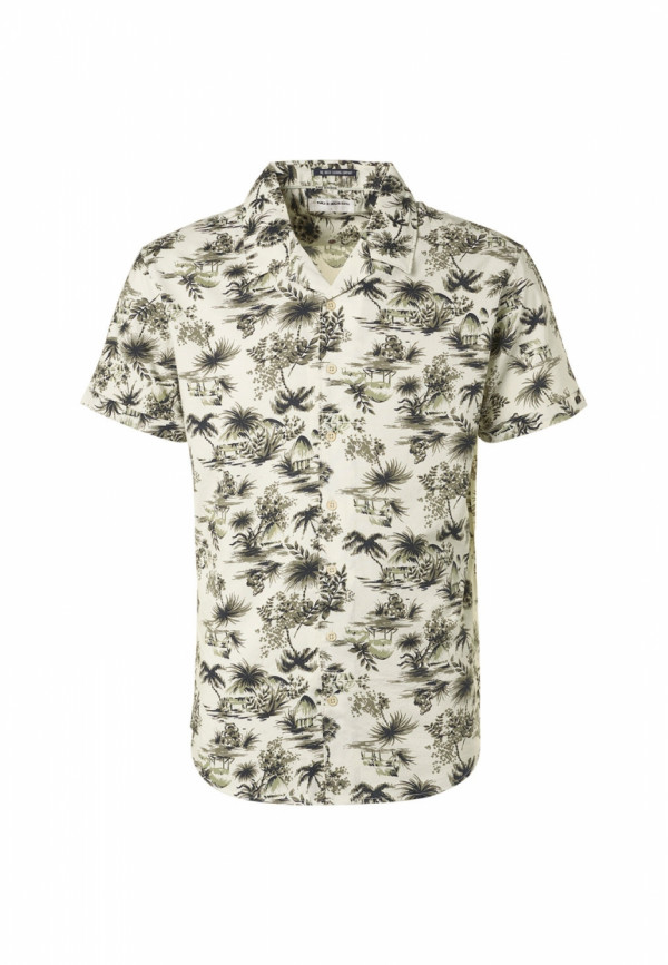 KONTOMANIKO ΠΟΥΚΑΜΙΣΟ ALL OVER PRINTED PALMS RESORT COLLAR RESPONSIBLE CHOICE