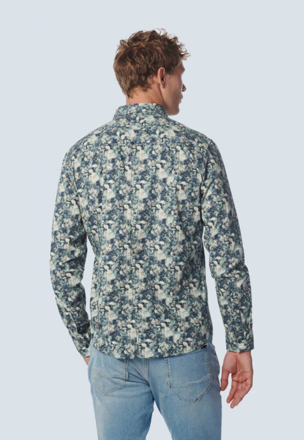 ΜΑΚΡΥΜΑΝΙΚΟ ΠΟΥΚΑΜΙΣΟ STRETCH ALL OVER PRINTED BLUE FLORAL