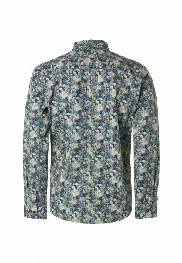 ΜΑΚΡΥΜΑΝΙΚΟ ΠΟΥΚΑΜΙΣΟ STRETCH ALL OVER PRINTED BLUE FLORAL