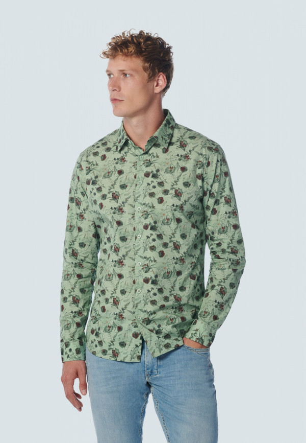 ΜΑΚΡΥΜΑΝΙΚΟ ΠΟΥΚΑΜΙΣΟ STRETCH ALL OVER PRINTED ROSES