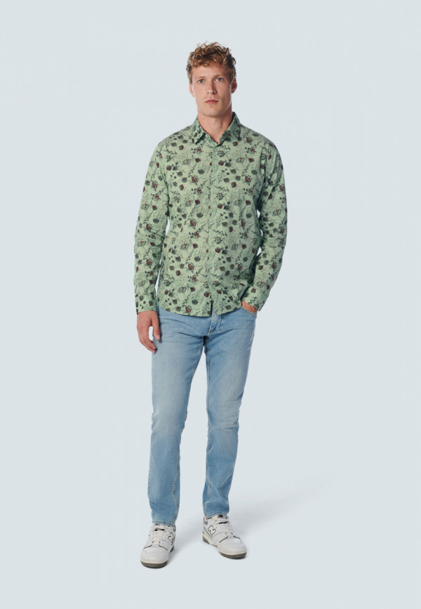 ΜΑΚΡΥΜΑΝΙΚΟ ΠΟΥΚΑΜΙΣΟ STRETCH ALL OVER PRINTED ROSES