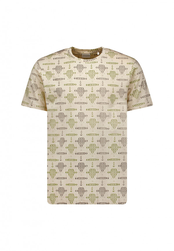 T-SHIRT ALL OVER PRINTED NOMAD QUILT PATTERN SLUB