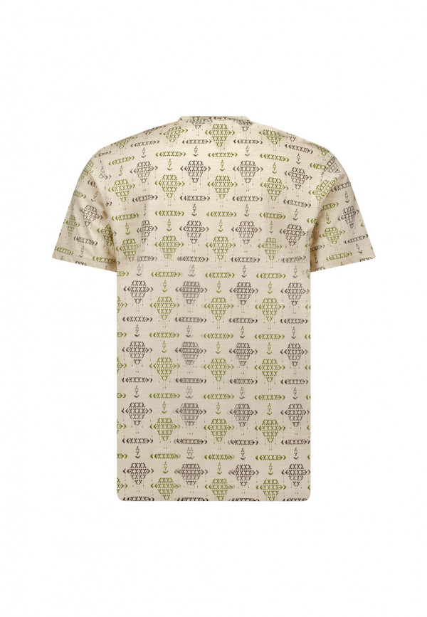 T-SHIRT ALL OVER PRINTED NOMAD QUILT PATTERN SLUB