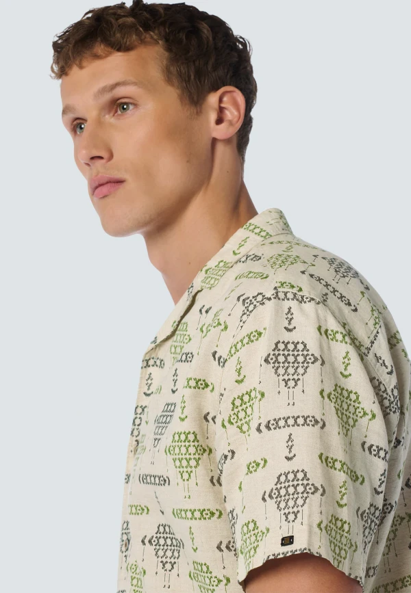 ΚΟΝΤΟΜΑΝΙΚΟ ΠΟΥΚΑΜΙΣΟ NOMAD QUILT PATTERN ΑΠΟ ΛΙΝΟ ΚΑΙ ΒΑΜΒΑΚΙ RESORT COLLAR