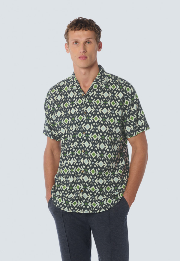KONTOMANIKO ΠΟΥΚΑΜΙΣΟ ALL OVER PRINTED RESORT COLLAR ANDALUSIA