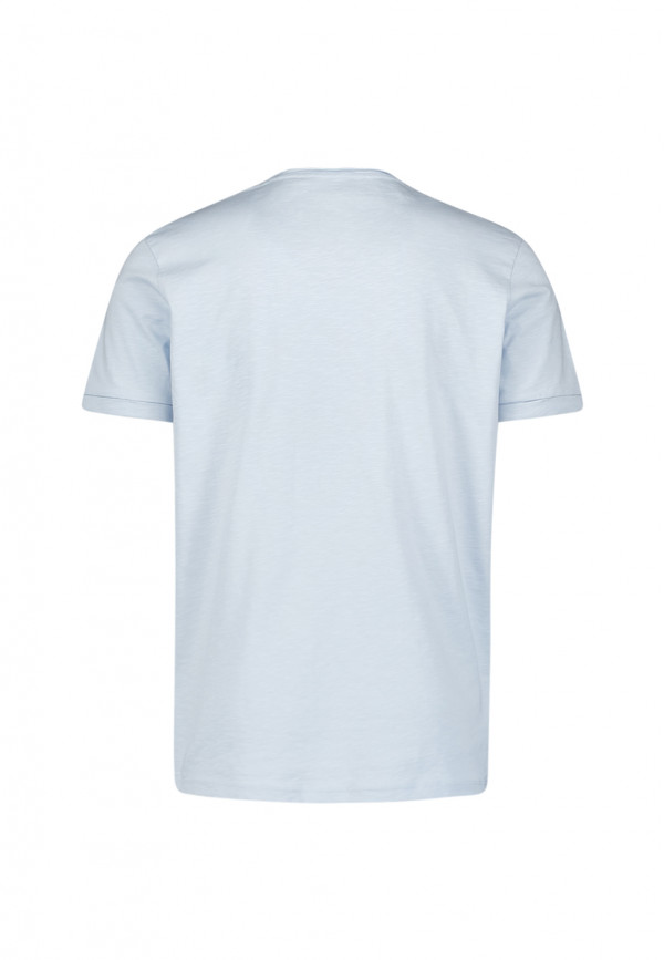 ROUND NECK SLUB T-SHIRT WITH ROLLED SLEEVE CUFFS AND SUBTLE LOGO PRINT