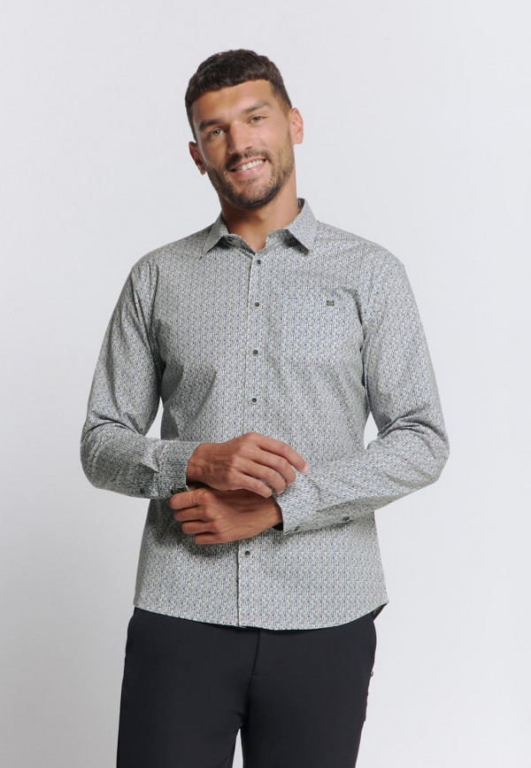 ΜΑΚΡΥΜΑΝΙΚΟ ΠΟΥΚΑΜΙΣΟ STRETCH ALLOVER PRINTED